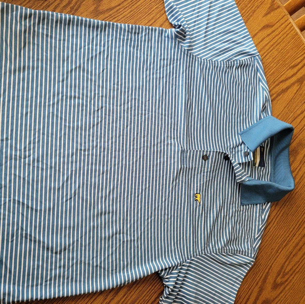 Jack Nicklaus Golden Bear StayDri Blue/ White Striped Golf Shirt Size Medium